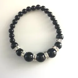 Guličkový náramok - ónyx - zirkón