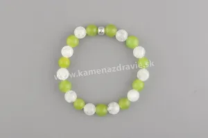 Guličkový náramok - krištáľ, nefrit