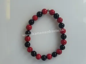 Guličkový náramok - korál , ónyx