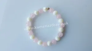 Guličkový náramok - perleť , ruženín
