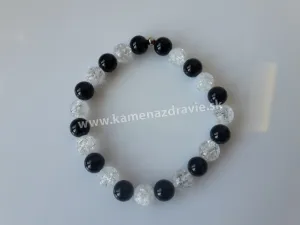 Guličkový náramok - krištáľ, ónyx