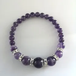 Guličkový náramok - ametyst - zirkón