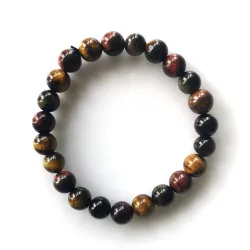 Guličkový náramok - býčie oko-tigrie oko- sokolie oko
